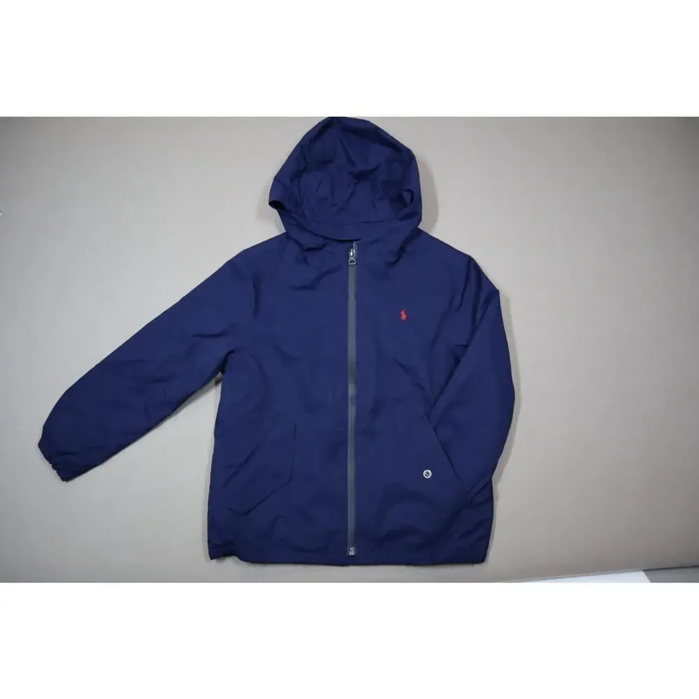 Polo Ralph Lauren Boys Navy Water‎ Proof Hooded Jacket Size 7